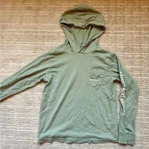 Vineyard Vines Kids Olive Green Pocket Hoodie